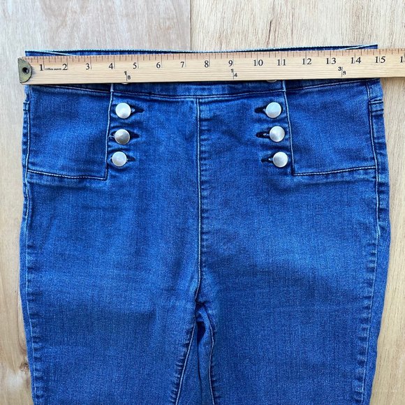FOREVER 21 DOUBLE BUTTON FLY Women’s High Rise Medium Wash Denim Jeans sz 28 - Picture 8 of 10